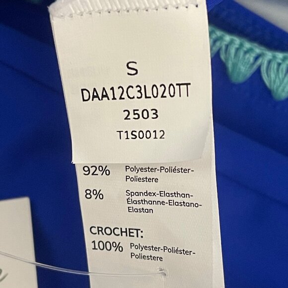 Cupshe Blue Two-Piece Swimsuit Small Scoop Neck Tank Bikini High Waist Trim - Picture 6 of 9